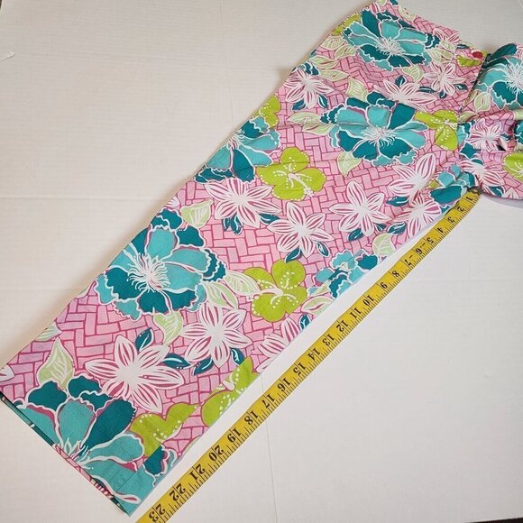 Lilly Pulitzer floral capris pants size 12 Hibiscus Pink Beach Mat pattern - Picture 10 of 13